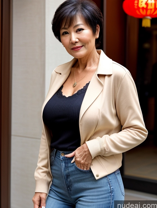 related ai porn images free for Milf Perfect Boobs Beautiful 70s Pixie Chinese Blouse Casual Jacket Professor Stylish Sweater Cleavage Detailed Sexy Face Dark Lighting