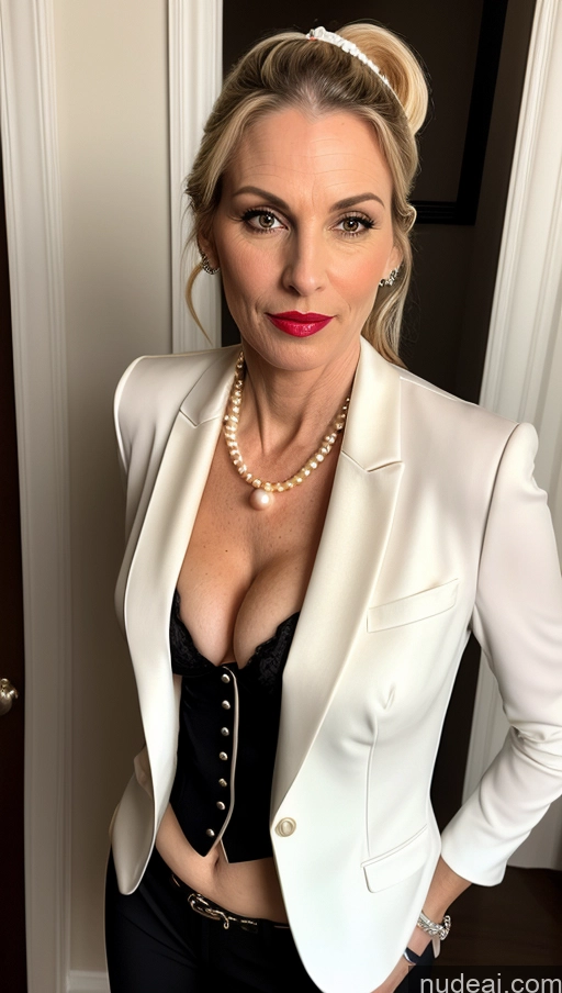 related ai porn images free for Milf Cleavage Pearl Jewelry 40s Skinny Sexy Face Seductive Fairer Skin Small Tits Lipstick Ponytail Dutch Suit