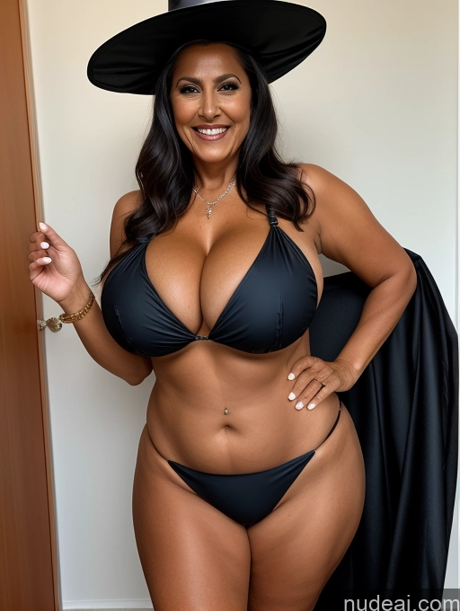 related ai porn images free for One Busty Huge Boobs Thick Tanned Skin Laughing Front View Microkini Thong Halloween Witch 70s Indian