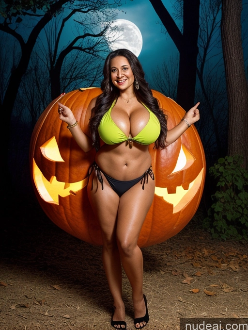 related ai porn images free for One Busty Huge Boobs Thick Tanned Skin Laughing Front View Microkini Thong 70s Halloween Witch Indian