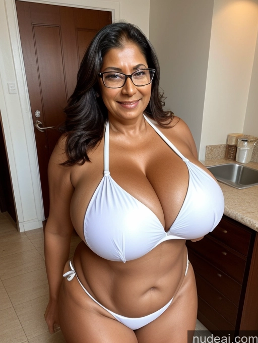 related ai porn images free for One Busty Huge Boobs Thick Tanned Skin Front View Microkini Thong Indian Glasses Sexy Face 60s Maid