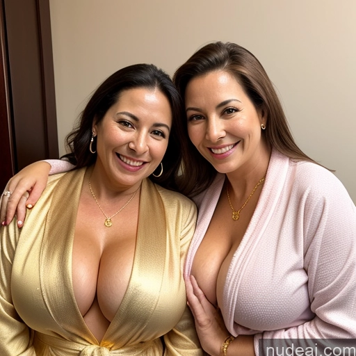related ai porn images free for Two Busty Perfect Boobs 50s Happy Front View Massage Cleavage Gold Jewelry Bathrobe