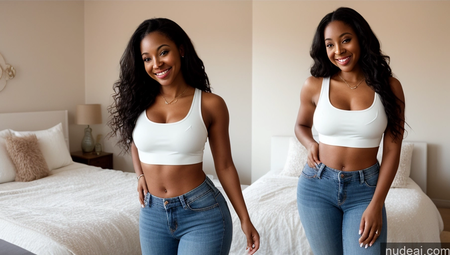 related ai porn images free for Woman One Small Tits Small Ass Happy Long Hair Film Photo Front View Jeans Beautiful 20s Crop Top Tank Top Black Bedroom