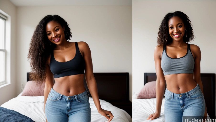related ai porn images free for Woman One Small Tits Small Ass Happy Long Hair Film Photo Front View Jeans Beautiful 20s Crop Top Tank Top Black Bedroom