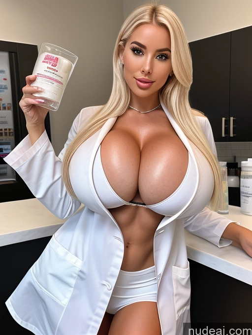 related ai porn images free for Bimbo Huge Boobs Two Cleavage Lab Coat