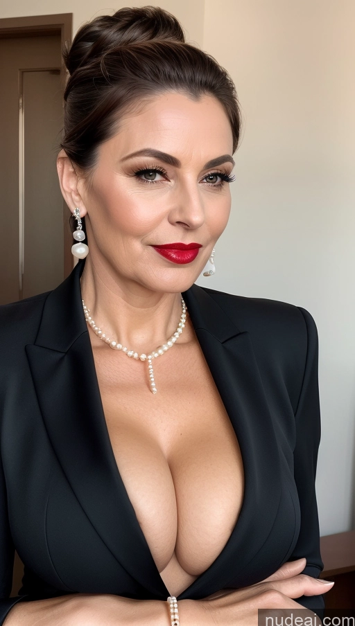 related ai porn images free for Beautiful Suit Cleavage Front View 60s Perfect Boobs Seductive Sexy Face Lipstick Pearl Jewelry German Hair Bun