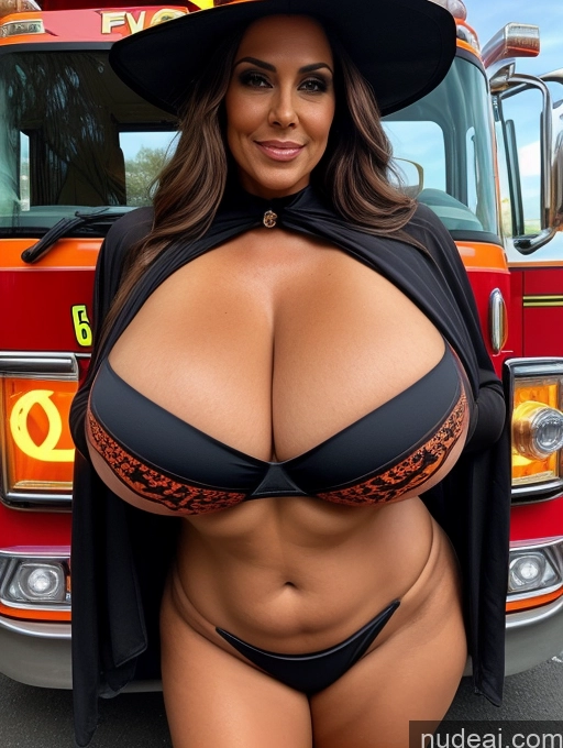 related ai porn images free for One Busty Huge Boobs Thick Tanned Skin 60s Front View Microkini Thong Sexy Face Halloween Witch Firefighter