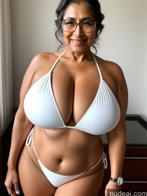 related ai porn images free for One Busty Huge Boobs Thick Tanned Skin Front View Microkini Thong Sexy Face 70s Indian Glasses Maid Lab Coat