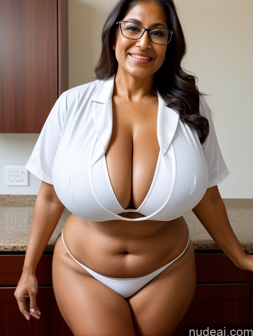 related ai porn images free for One Busty Huge Boobs Thick Tanned Skin Front View Microkini Thong Sexy Face 70s Indian Glasses Maid Lab Coat