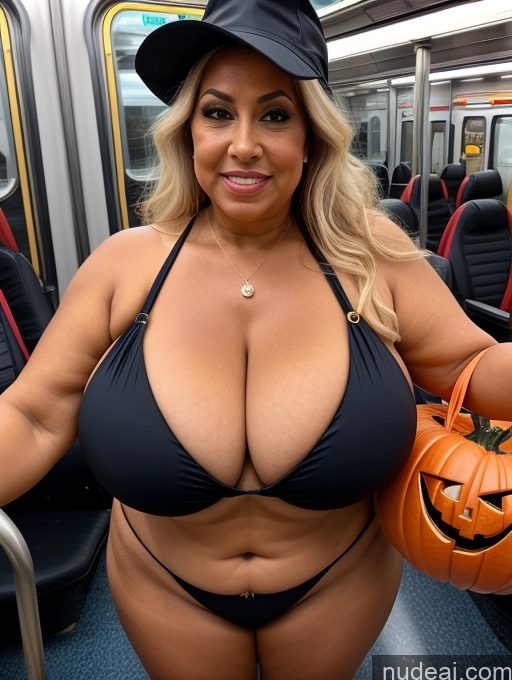 related ai porn images free for One Busty Huge Boobs Thick Tanned Skin Front View Microkini Thong Sexy Face 70s Latina Train Halloween Witch Construction Worker