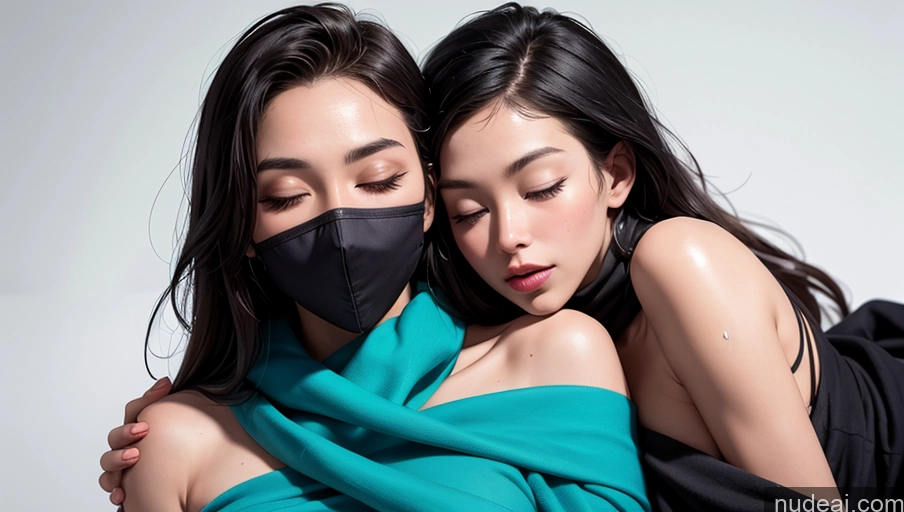 related ai porn images free for Beautiful Tall Oiled Body 30s Orgasm White Meadow Face Mask Ninja Scarf Woman + Man Two Nude Straddling