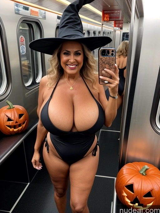 related ai porn images free for One Busty Huge Boobs Thick Tanned Skin Laughing Front View Microkini Thong Train 70s Latina Halloween Witch
