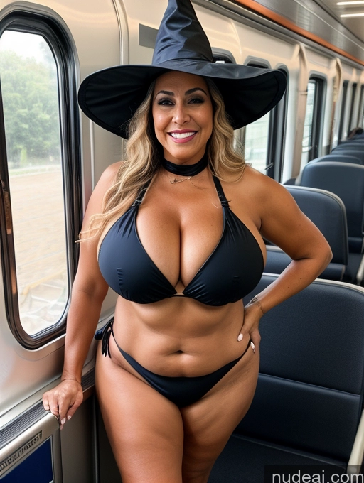 related ai porn images free for One Busty Huge Boobs Thick Tanned Skin Laughing Front View Microkini Thong Train 70s Latina Halloween Witch