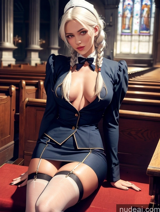 related ai porn images free for Skinny Long Hair Tanned Skin White Hair Bangs Bangs Braided Straight Flight Attendant Victorian GZCfinal Topless Woman Breasts Impasto, Wlop POV Focus Sex Regal Church Thigh Socks Teacher
