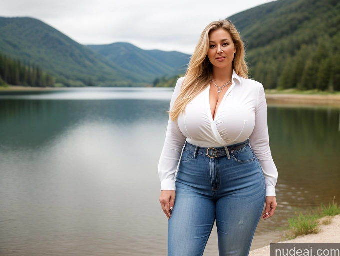 related ai porn images free for Woman One Busty Huge Boobs Big Ass Thick Big Hips Blonde White Jewelry Full Frontal Blouse Jeans Lake Long Hair 40s