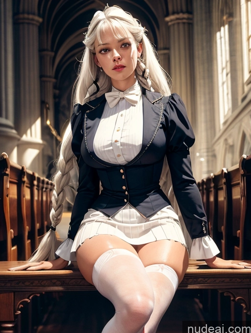 related ai porn images free for Skinny Long Hair Tanned Skin White Hair Bangs Bangs Braided Straight Flight Attendant Victorian GZCfinal Topless Woman Breasts Impasto, Wlop POV Focus Sex Regal Church Thigh Socks Professor