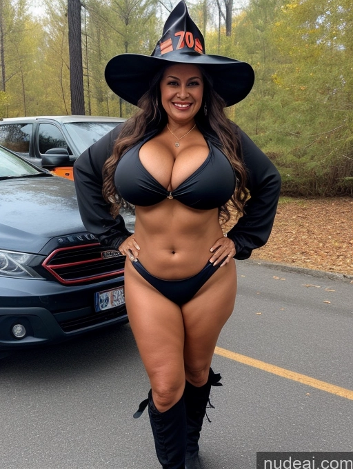related ai porn images free for One Busty Huge Boobs Thick Tanned Skin Laughing Front View Microkini Thong 70s Halloween Witch Latina Firefighter