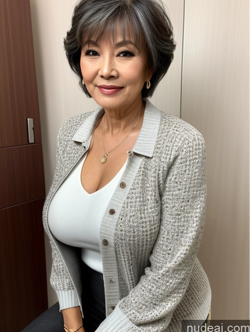 related ai porn images free for Milf Perfect Boobs Beautiful 70s Pixie Chinese Blouse Casual Jacket Professor Stylish Sweater Cleavage Detailed Sexy Face Bathroom
