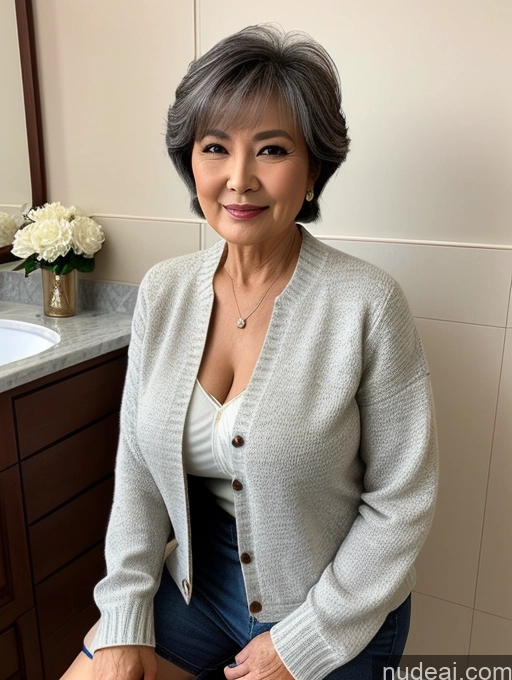 related ai porn images free for Milf Perfect Boobs Beautiful 70s Pixie Chinese Blouse Casual Jacket Professor Stylish Sweater Cleavage Detailed Sexy Face Bathroom