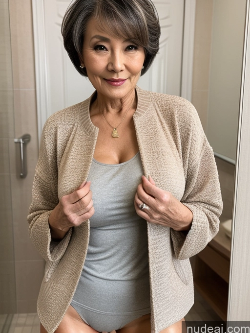 related ai porn images free for Milf Perfect Boobs Beautiful 70s Pixie Chinese Blouse Casual Jacket Professor Stylish Sweater Cleavage Detailed Sexy Face Bathroom Partially Nude