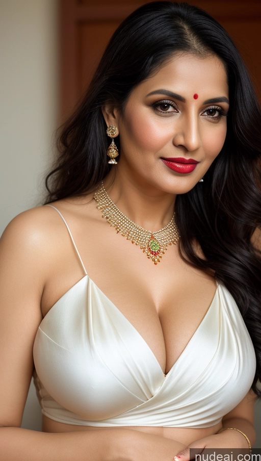 related ai porn images free for Woman One Busty Lipstick Fairer Skin 40s Black Hair Indian Close-up View Sari Cleavage