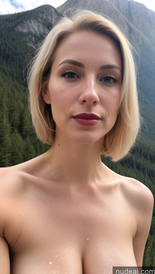 related ai porn images free for Woman One Small Tits Beautiful Fairer Skin Blonde White Lipstick Close-up View 40s Mountains Detailed Cumshot