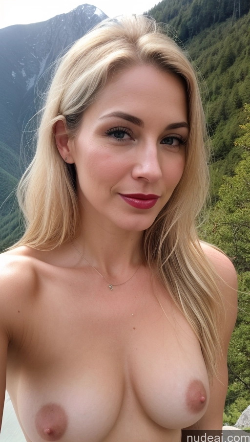 related ai porn images free for Woman One Small Tits Beautiful Fairer Skin Blonde White Lipstick 40s Mountains Detailed Cumshot Close-up View