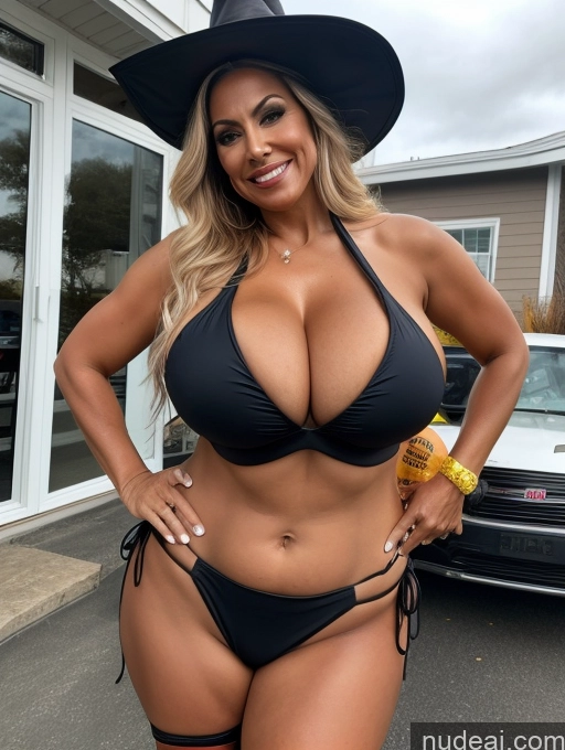 related ai porn images free for One Busty Huge Boobs Thick Tanned Skin 60s Laughing Sexy Face Front View Halloween Witch Latina Microkini Thong Construction Worker