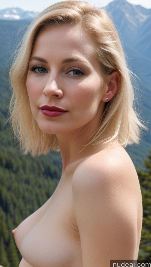 related ai porn images free for Woman One Small Tits Beautiful Fairer Skin 40s Blonde White Close-up View Lipstick Mountains Detailed