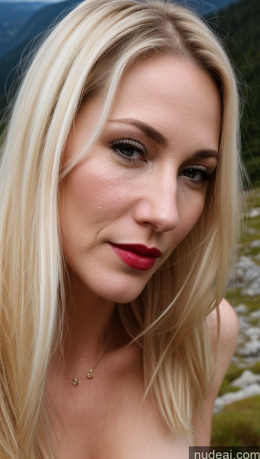 related ai porn images free for Woman One Small Tits Fairer Skin Blonde Close-up View Lipstick White Mountains Beautiful 40s Dark Lighting Cumshot