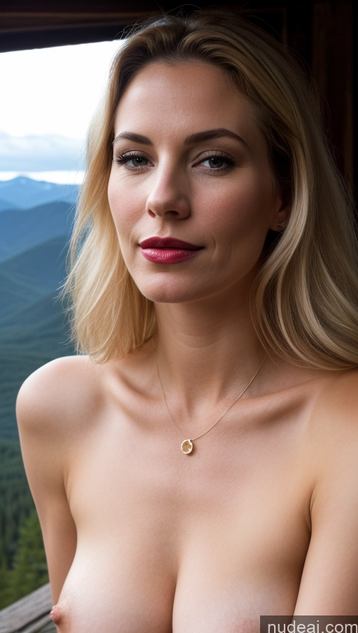 related ai porn images free for Woman One Small Tits Beautiful Lipstick Fairer Skin 40s Blonde Slicked White Close-up View Detailed Mountains Dark Lighting
