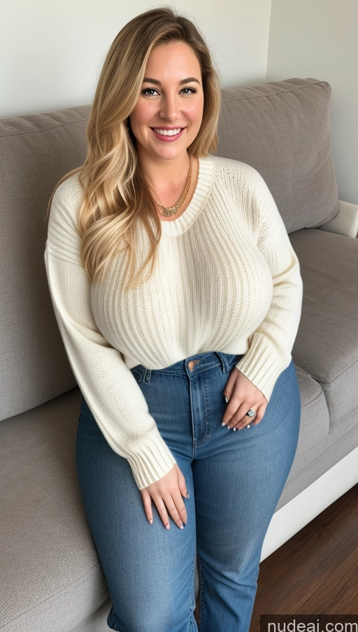 related ai porn images free for Woman One Big Ass Thick Big Hips Fairer Skin 40s Happy Blonde Jewelry Full Frontal White Couch Long Hair Sweater Jeans Huge Boobs