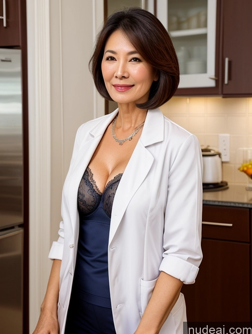 related ai porn images free for Milf Two Busty Perfect Boobs Beautiful Perfect Body 70s Bobcut Chinese Kitchen Bra Doctor Jacket Lab Coat Stylish Suit Cleavage Detailed Sexy Face Nude