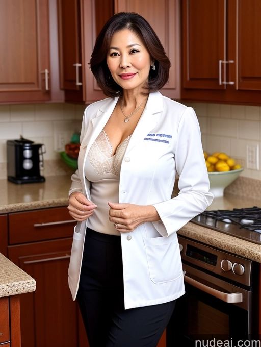 related ai porn images free for Milf Two Busty Perfect Boobs Beautiful Perfect Body 70s Bobcut Chinese Kitchen Bra Doctor Jacket Lab Coat Stylish Suit Cleavage Detailed Sexy Face