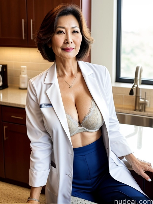 related ai porn images free for Milf Two Busty Perfect Boobs Beautiful Perfect Body 70s Bobcut Chinese Kitchen Bra Doctor Jacket Lab Coat Stylish Suit Cleavage Detailed Sexy Face