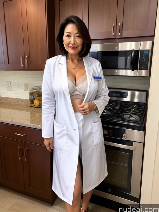 related ai porn images free for Milf Two Busty Perfect Boobs Beautiful Perfect Body 70s Bobcut Chinese Kitchen Bra Doctor Jacket Lab Coat Stylish Suit Cleavage Detailed Sexy Face