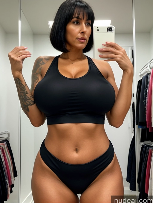 related ai porn images free for Tank Top Spandex Pantyhose Tall Tanned Skin Huge Boobs Cleavage Bright Lighting Black Hair Bobcut 30s Milf Tattoos Bending Over Changing Room Close-up View Serious