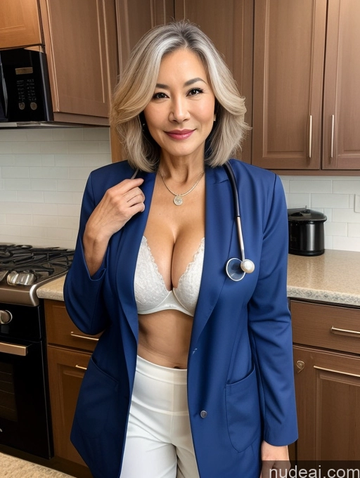 related ai porn images free for Milf Two Busty Perfect Boobs Beautiful Perfect Body 70s Bobcut Chinese Kitchen Bra Doctor Jacket Lab Coat Stylish Suit Cleavage Detailed Sexy Face