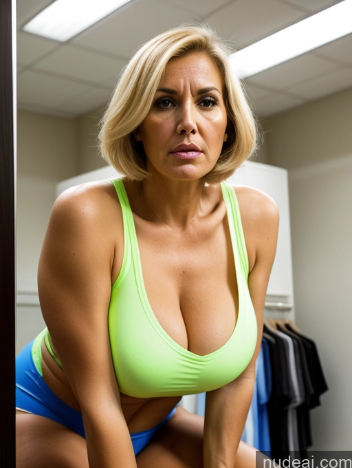 related ai porn images free for Tank Top Spandex Pantyhose Tall Tanned Skin Huge Boobs Cleavage Bright Lighting Bobcut Changing Room Blonde Close-up View Angry Sad Sexy Face Milf 30s