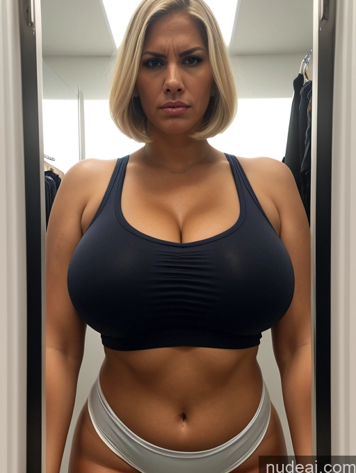 related ai porn images free for Tank Top Spandex Pantyhose Tall Tanned Skin Huge Boobs Cleavage Bright Lighting Bobcut Changing Room Blonde Angry Sad White Front View 40s Seductive