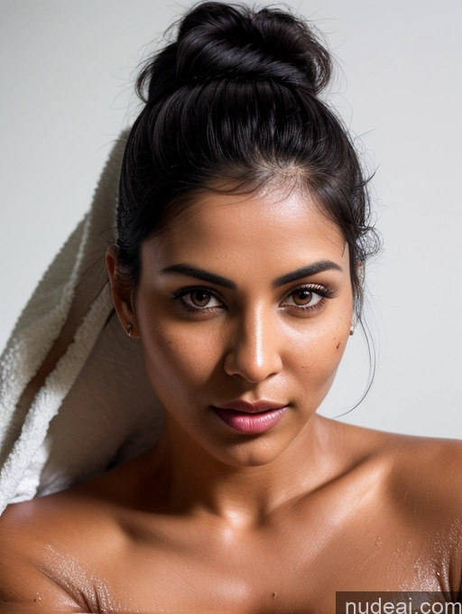 related ai porn images free for Woman One Perfect Boobs 30s Sexy Face Black Hair Indian Hair Bun Skin Detail (beta) Towel Dark Lighting Detailed