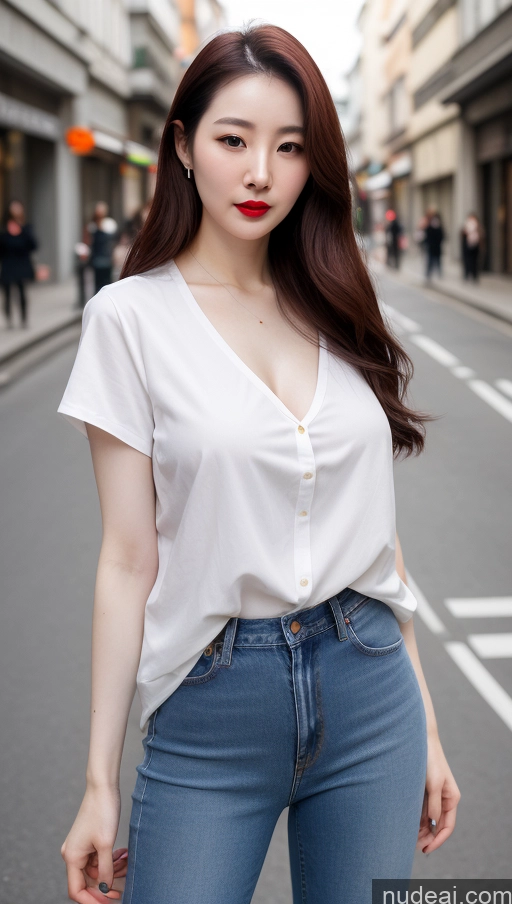 related ai porn images free for Woman Lipstick Short Long Hair Fairer Skin 20s Korean Street Jeans Shirt Small Tits Perfect Boobs Big Ass Thick