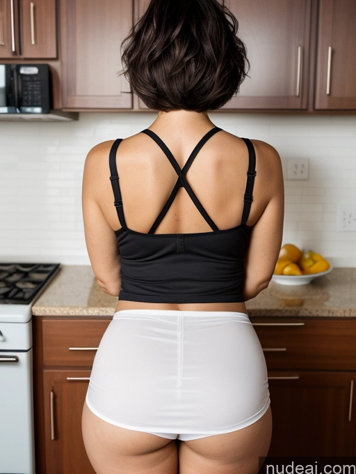 related ai porn images free for Milf Two Huge Boobs Big Hips Pregnant Short 50s Serious Black Hair Short Hair White Tank Top Stockings Kitchen Bending Over Back View