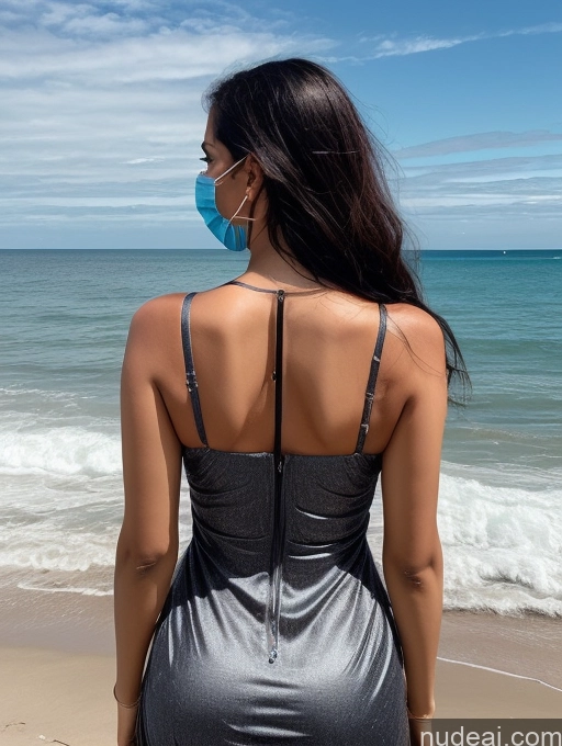related ai porn images free for Woman One Perfect Boobs 30s Sexy Face Black Hair Indian Surrealist Face Mask Dress Back View Beach