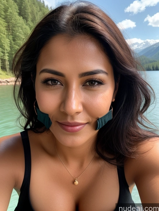 related ai porn images free for Woman One Perfect Boobs 30s Sexy Face Black Hair Indian Lake Dress Face Mask Close-up View