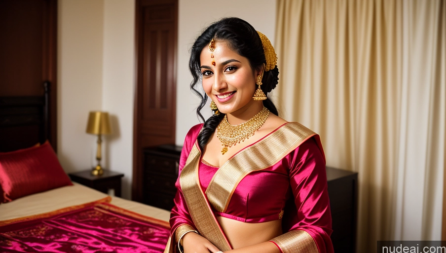 related ai porn images free for Woman Big Hips Tanned Skin 18 Black Hair Happy Straight Indian Bedroom Front View Film Photo Simple Gold Jewelry Cleavage Traditional Sari Satin Scarf