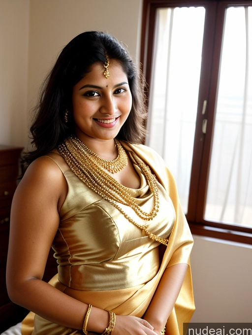 related ai porn images free for Big Hips Tanned Skin 18 Black Hair Happy Straight Indian Bedroom Front View Film Photo Simple Gold Jewelry Cleavage Traditional Sari Satin Scarf Beautiful Thick Short Milf