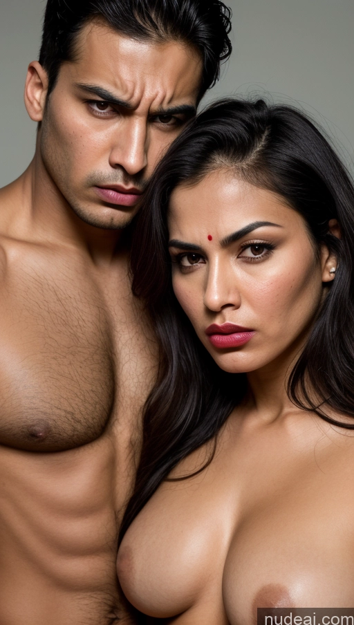 related ai porn images free for Woman + Man Two Small Tits Dark Skin Sexy Face Black Hair Nude Pouting Lips 30s Angry Slicked Indian
