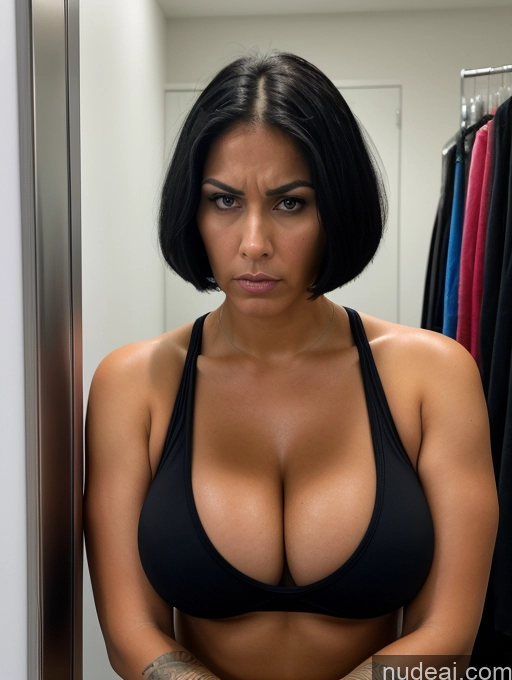 related ai porn images free for Tank Top Spandex Pantyhose Tall Tanned Skin Huge Boobs Tattoos Cleavage Bright Lighting Black Hair Bobcut Changing Room 30s Sad Close-up View Angry