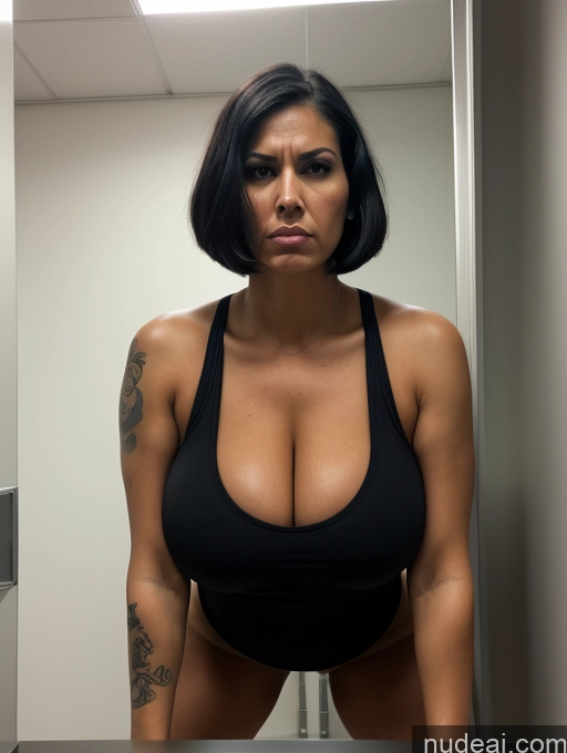 related ai porn images free for Tank Top Spandex Pantyhose Tall Tanned Skin Huge Boobs Tattoos Cleavage Bright Lighting Black Hair Bobcut Changing Room 30s Sad Close-up View Serious Angry